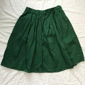 Grace Karin 100% Cotton A-Line Full Skirt S Royal Green Side Zipper Buttons